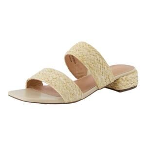 Joie Niki Jute Woven Block Heel Beige Square Toe Sandal Size 8.5